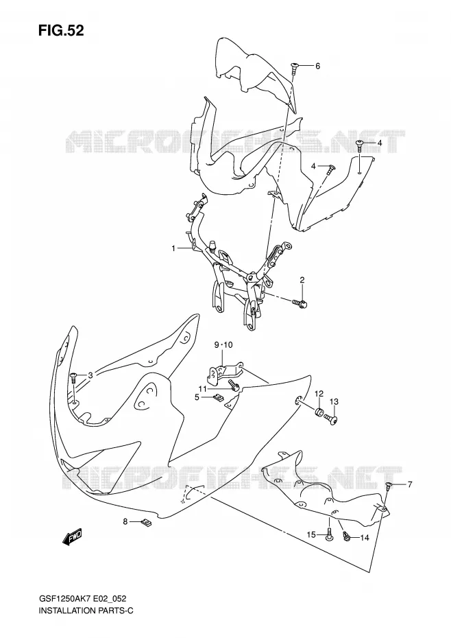 FAIRING INSTALLATION PARTS (GSF1250S/SA) Suzuki MOTO 1250 BANDIT-S 2010  GSF1250SL0(E2)