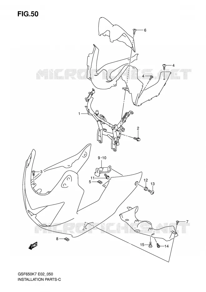 FAIRING INSTALLATION PARTS (GSF650S/SU/SA/SUA) Suzuki MOTO 650 BANDIT 2007  GSF650SK7(E19)