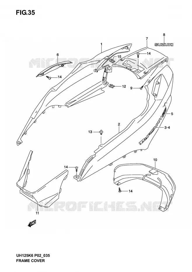 FAIRING (MODEL K2) Suzuki SCOOTER 125 BURGMAN 2002  UH125K2(P2)
