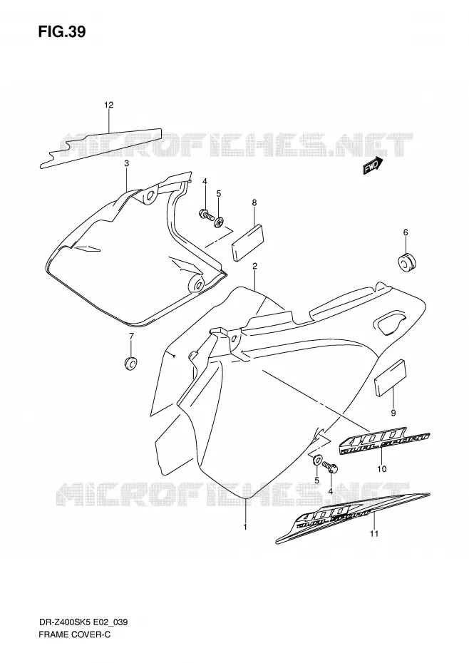 FAIRING (MODEL K5/K6/K7/K8) Suzuki MOTO 400 DR-Z 2008  DR-Z400SK8(E2)
