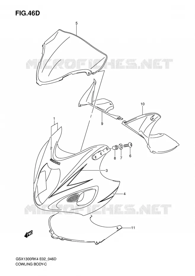 FAIRING (MODEL K7 FOR CZZ) Suzuki MOTO 1300 HAYABUSA 2004  GSX1300RU2K4(E2)