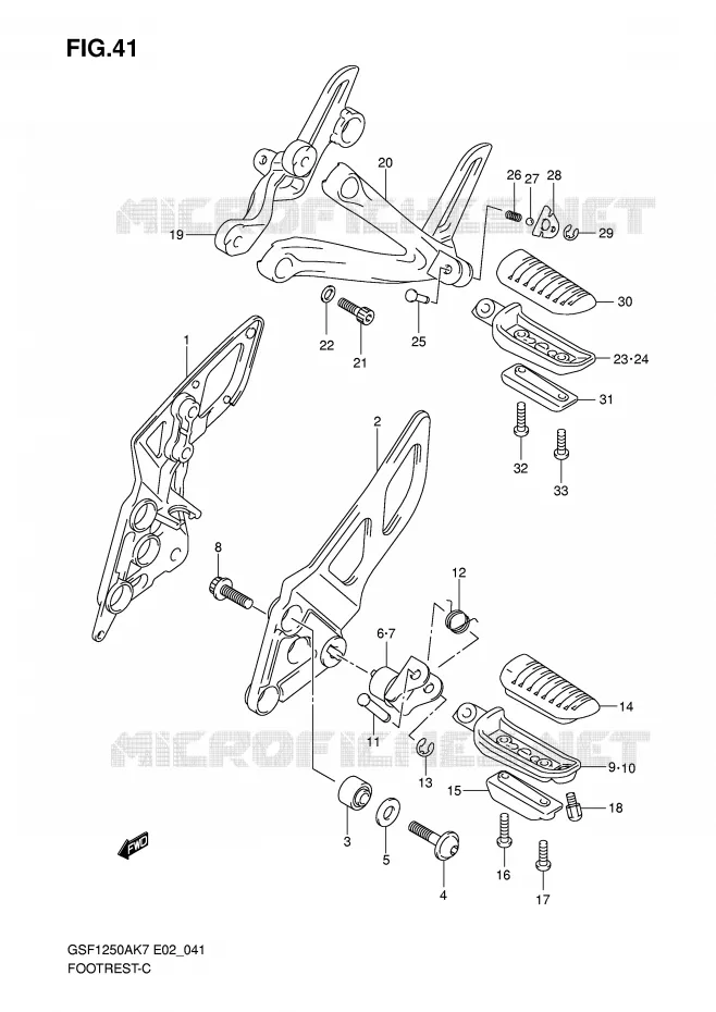 FOOTREST Suzuki MOTO 1250 BANDIT-N 2009  GSF1250K9(E2)