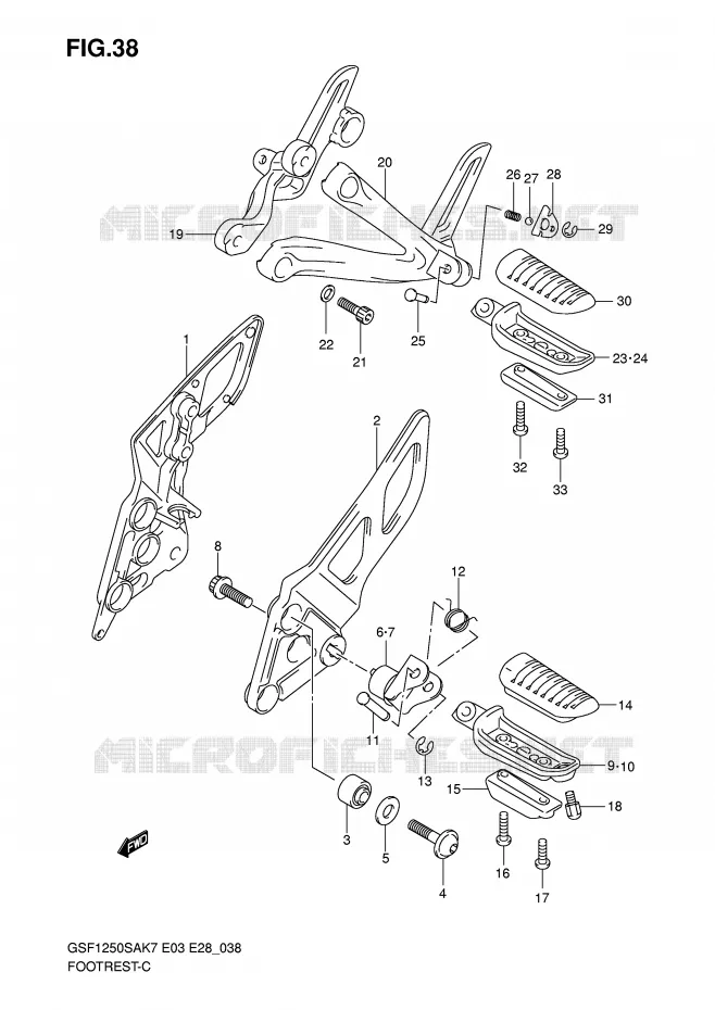 FOOTREST Suzuki MOTO 1250 BANDIT-S 2007  GSF1250SK7(E3/E28)