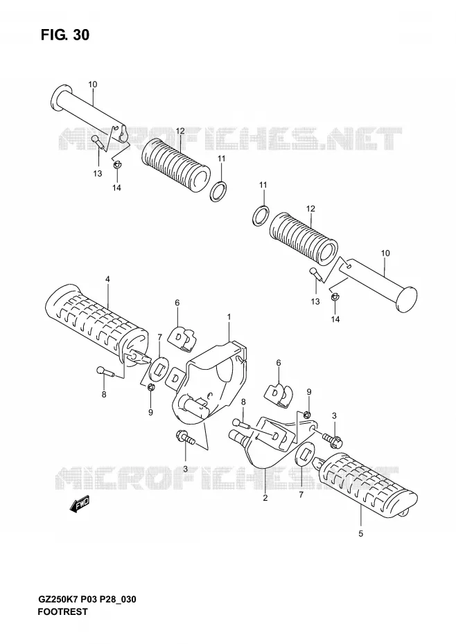 FOOTREST Suzuki MOTO 250 MARAUDER 2007  GZ250K7(P3)