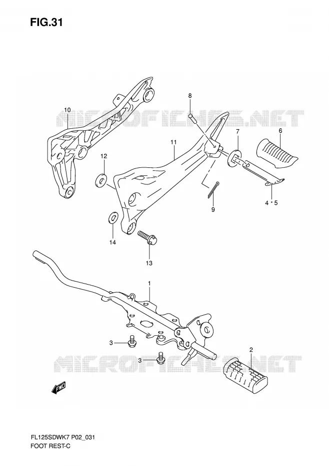 FOOTREST Suzuki SCOOTER 125 FL 2008  FL125SDWK8(P2)