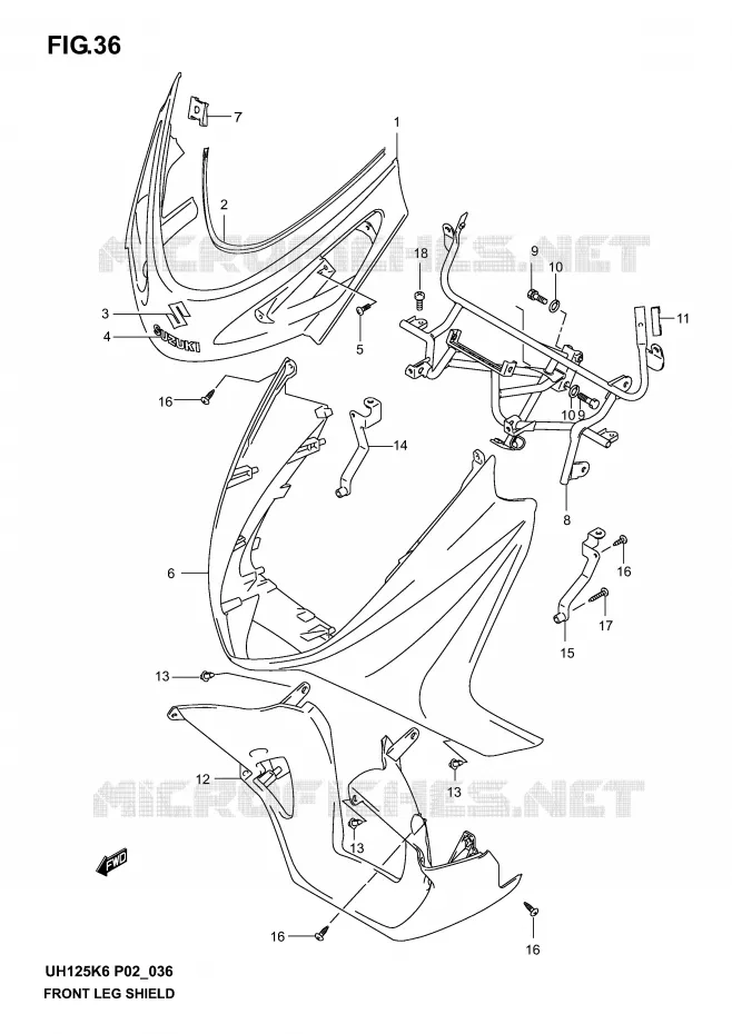 FRONT FAIRING (MODEL K2) Suzuki SCOOTER 125 BURGMAN 2004  UH125K4(P2)