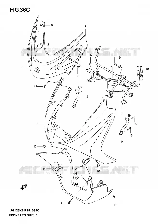 FRONT FAIRING (MODEL K5) Suzuki SCOOTER 125 BURGMAN 2003  UH125K3(P2)