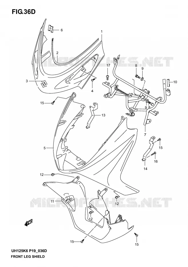 FRONT FAIRING (MODEL K6) Suzuki SCOOTER 125 BURGMAN 2003  UH125K3(P2)