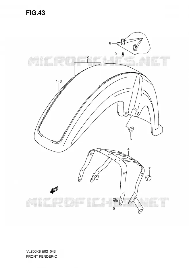 FRONT FENDER (MODEL K6/K7) Suzuki MOTO 800 VOLUSIA 2007  VL800UEK7(E2)