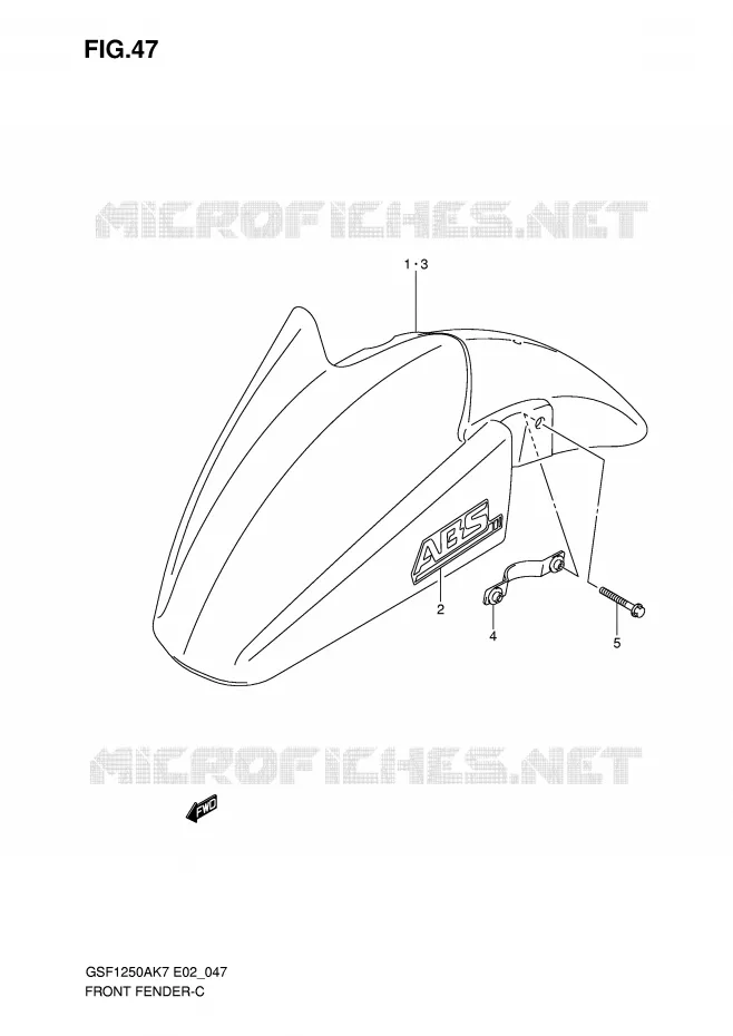 FRONT FENDER (MODEL K7/K8) Suzuki MOTO 1250 BANDIT-S 2009  GSF1250SAK9(E2)