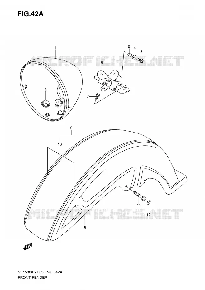 FRONT FENDER (MODEL K7) Suzuki MOTO 1500 BOULEVARD 2007  VL1500TK7(E3/E28)