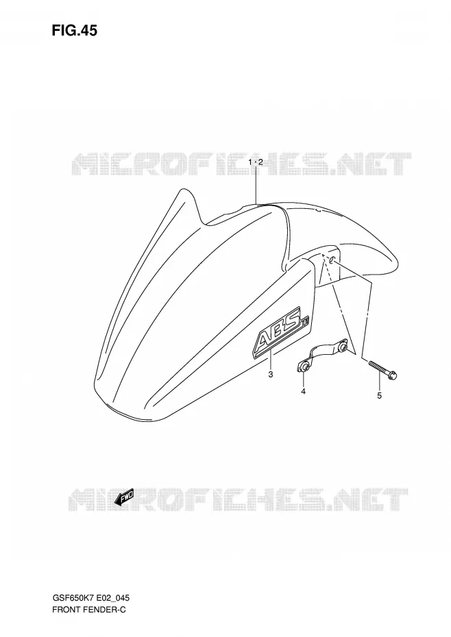FRONT FENDER (MODEL K7) Suzuki MOTO 650 BANDIT 2008  GSF650SAK8(E2)