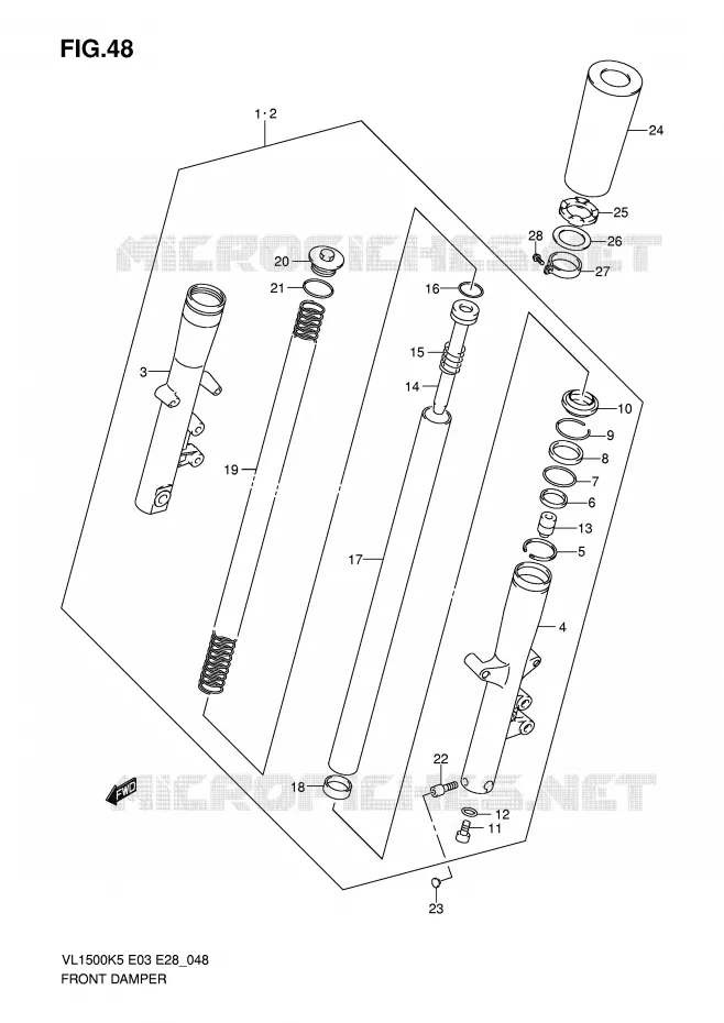 FRONT FORK Suzuki MOTO 1500 BOULEVARD 2009  VL1500TK9(E3/E28)