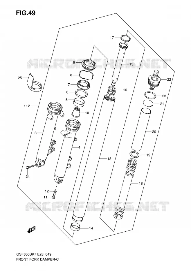 FRONT FORK Suzuki MOTO 650 BANDIT 2007  GSF650SK7(E28)