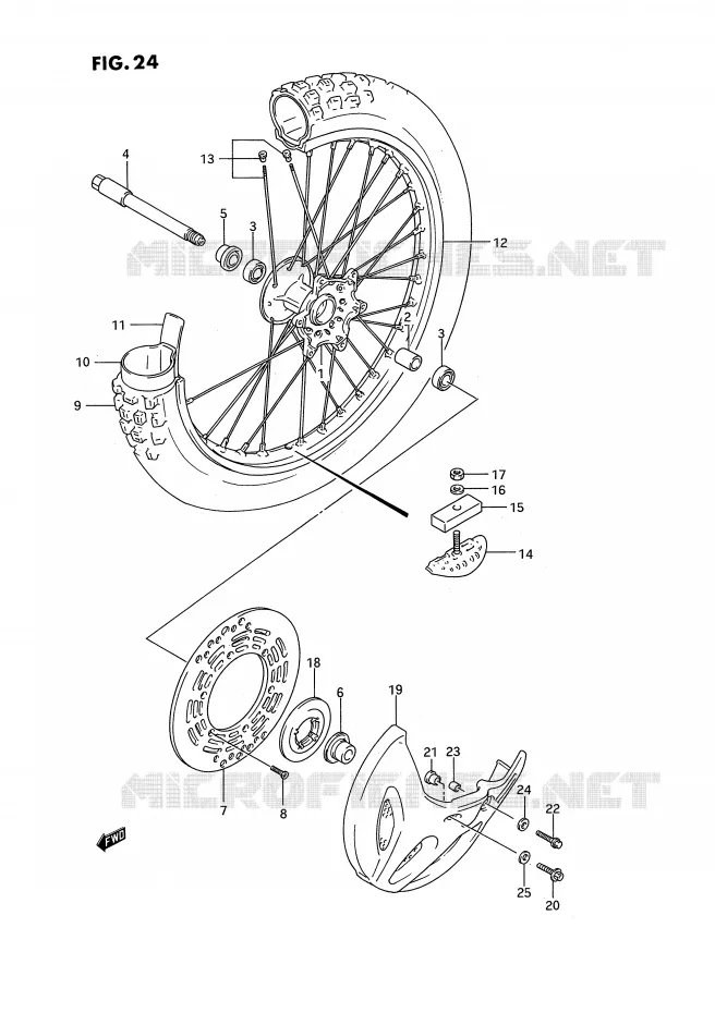 FRONT WHEEL Suzuki MOTO 250 RM 1993  RM250P(E2)