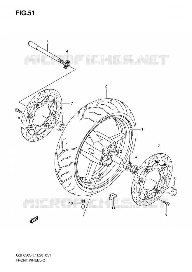 FRONT WHEEL Suzuki MOTO 650 BANDIT 2007  GSF650SK7(E28)