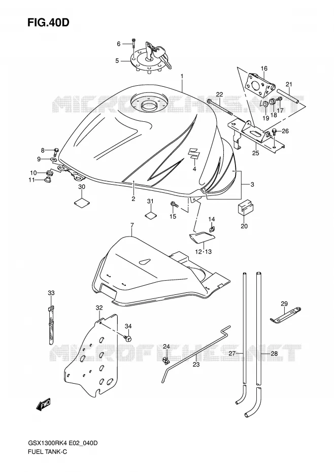 FUEL TANK (MODEL K7 FOR CZZ) Suzuki MOTO 1300 HAYABUSA 2007  GSX1300RZK7(E2)