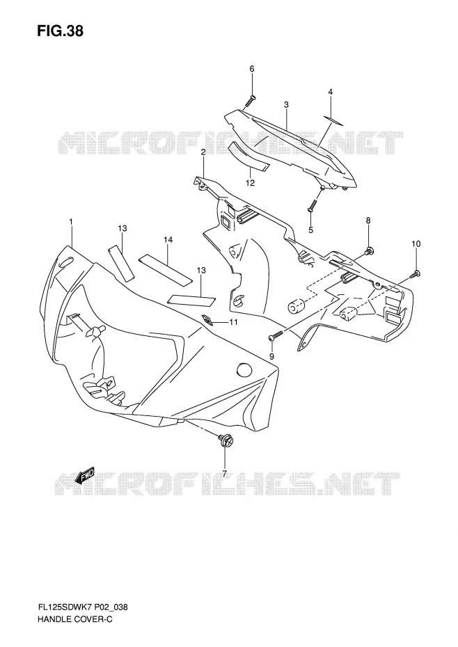 HANDLEBAR FAIRING Suzuki SCOOTER 125 FL 2009  FL125SDWK9(P2)