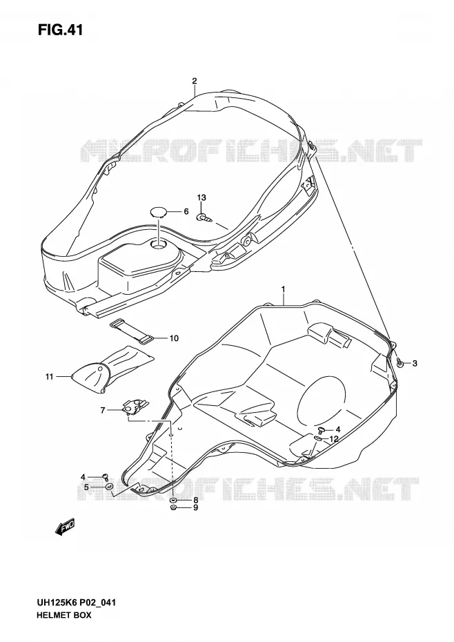 HELMET BOX (MODEL K2/K3) Suzuki SCOOTER 125 BURGMAN 2003  UH125K3(P2)