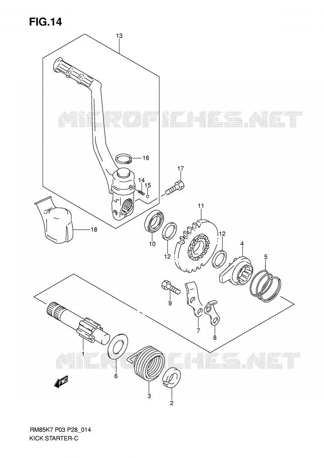 KICK STARTER Suzuki MOTO 85 RM 2009  RM85LK9(P3/P28)