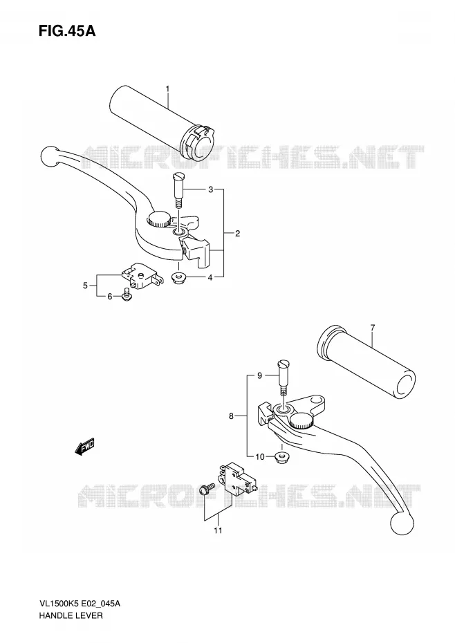 LEVERS - HANDGRIPS (MODEL K7/K8/K9) Suzuki MOTO 1500 INTRUDER 2009  VL1500K9(E2)