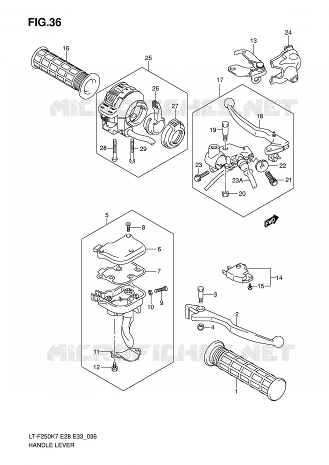 LEVERS - HANDGRIPS Suzuki QUAD 250 OZARK 2007  LT-F250K7(E28/E33)