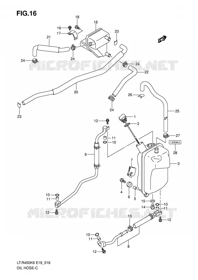 OIL HOSE Suzuki QUAD 450 QUADRACER 2010  LT-R450ZL0(E19)