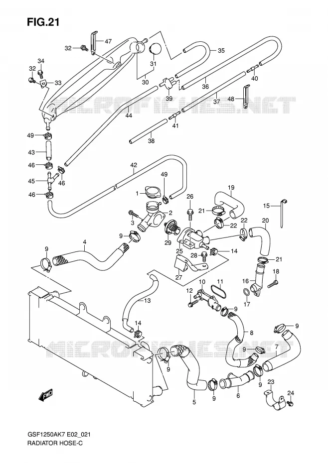 RADIATOR HOSE - EXPANSION TANK Suzuki MOTO 1250 BANDIT-N 2009  GSF1250K9(E2)