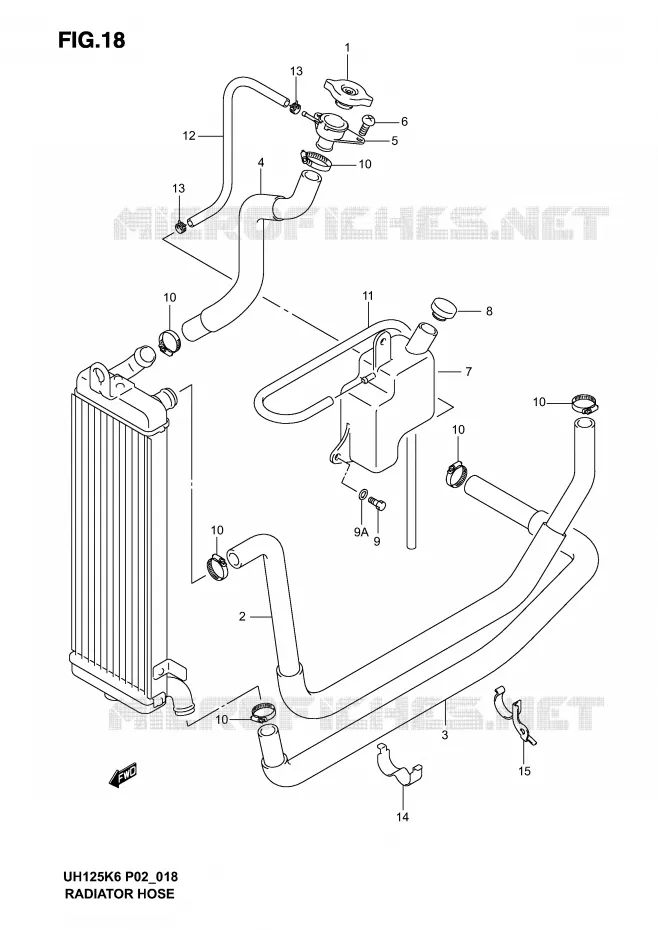 RADIATOR HOSE - EXPANSION TANK Suzuki SCOOTER 125 BURGMAN 2003  UH125K3(P2)