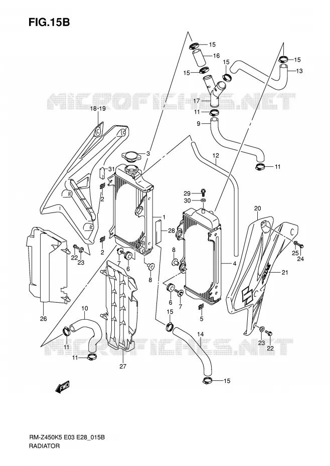 RADIATOR (MODEL K7) Suzuki MOTO 450 RM-Z 2007  RM-Z450ZK7(E3/E28)