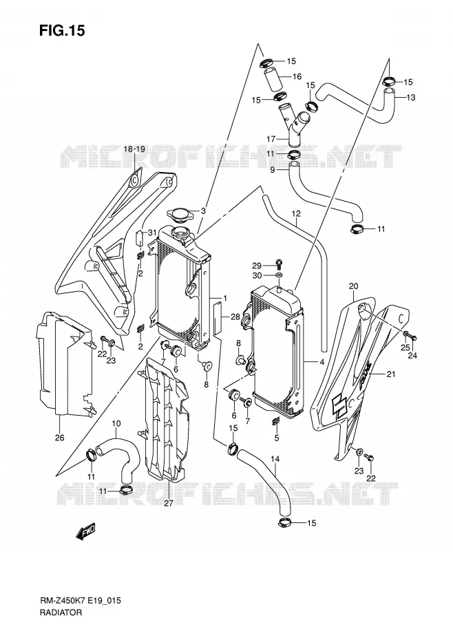 RADIATOR Suzuki MOTO 450 RM-Z 2007  RM-Z450K7(E19)
