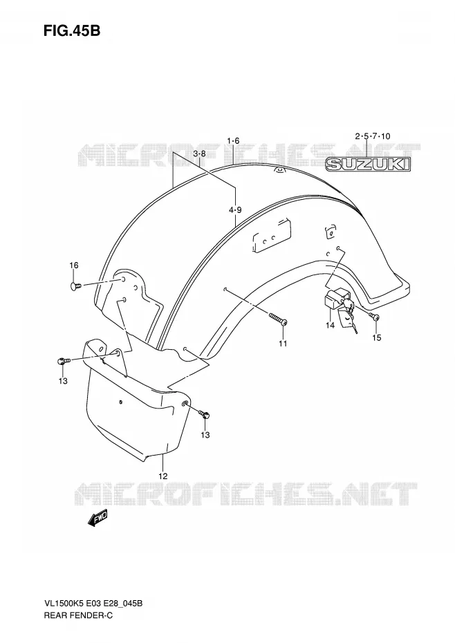 REAR FENDER (MODEL K8) Suzuki MOTO 1500 BOULEVARD 2009  VL1500K9(E3/E28)