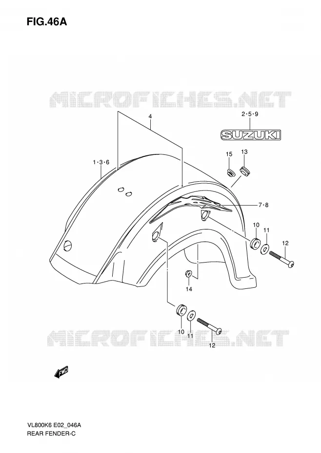 REAR FENDER (MODEL K8) Suzuki MOTO 800 VOLUSIA 2010  VL800CL0(E2)