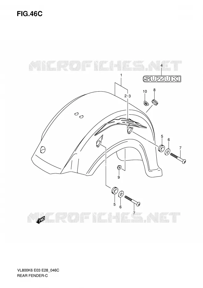 REAR FENDER (VL800CK8) Suzuki MOTO 800 VOLUSIA 2009  VL800CK9(E3/E28)