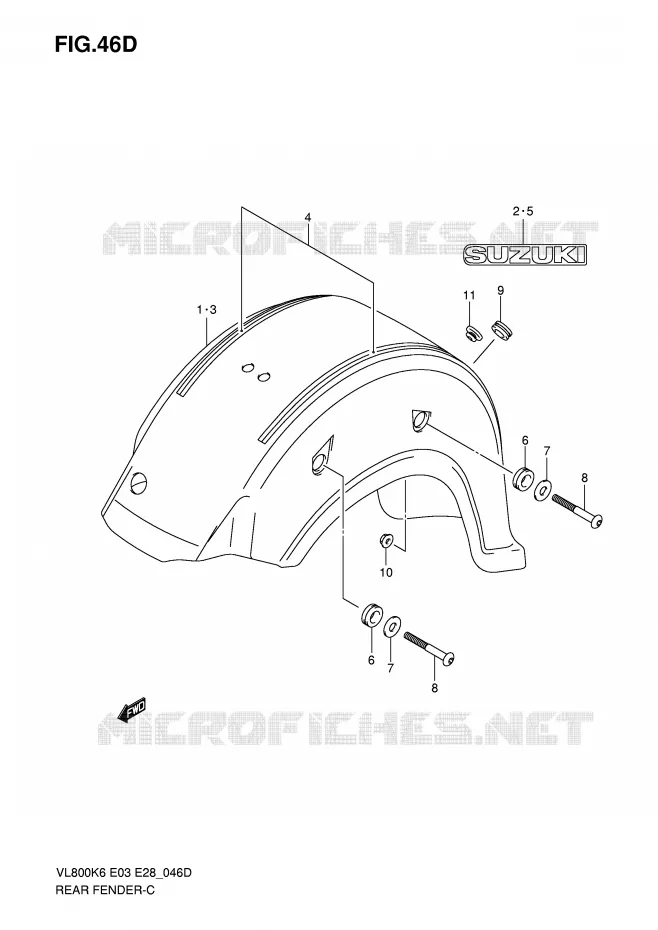 REAR FENDER (VL800TK8) Suzuki MOTO 800 VOLUSIA 2007  VL800CK7(E3/E28)