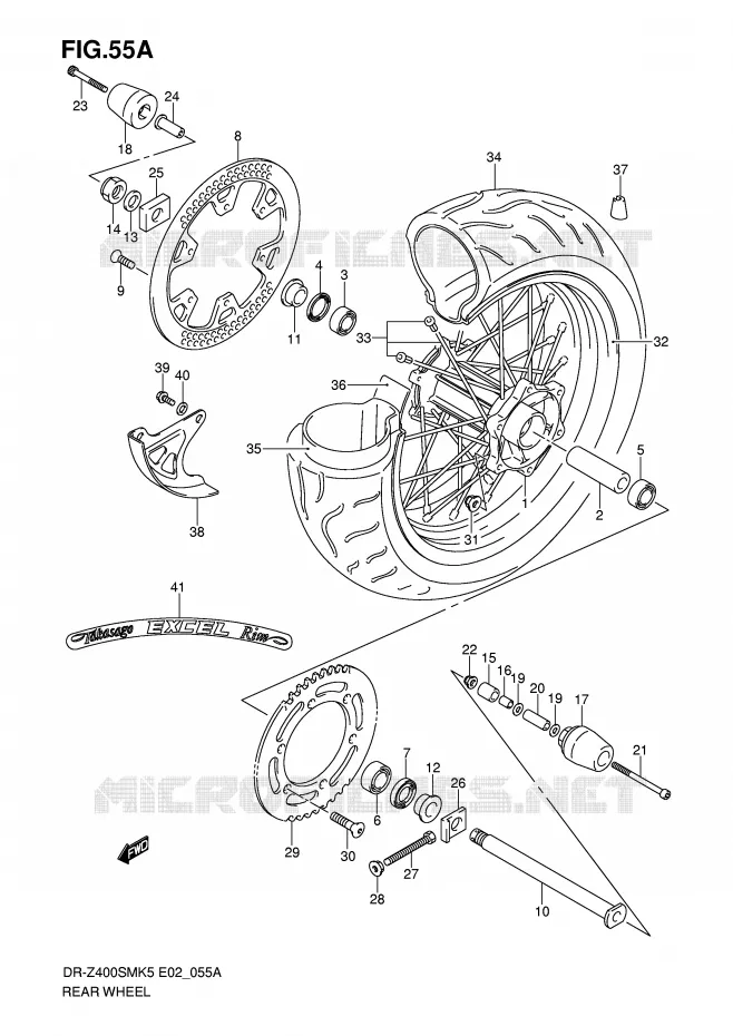 REAR WHEEL (MODEL K7/K8/K9) Suzuki MOTO 400 DR-Z 2006  DR-Z400SMK6(E2)