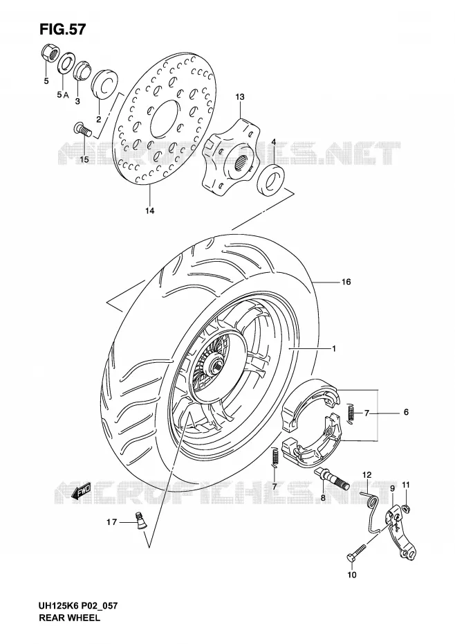 REAR WHEEL Suzuki SCOOTER 125 BURGMAN 2005  UH125K5(P2)