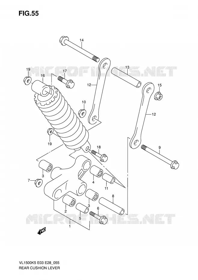 SHOCK ABSORBER LINKAGE Suzuki MOTO 1500 BOULEVARD 2005  VL1500K5(E3/E28)