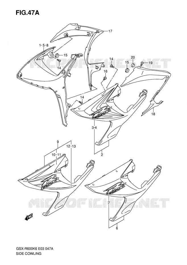 SIDE FAIRING (MODEL K7) Suzuki MOTO 600 GSX-R 2007  GSX-R600U3K7(E2)