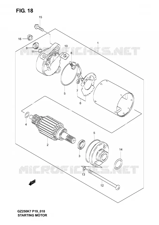 STARTER MOTOR Suzuki MOTO 250 MARAUDER 2007  GZ250K7(P19)