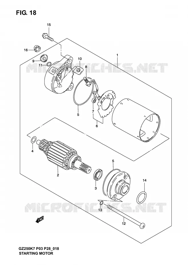 STARTER MOTOR Suzuki MOTO 250 MARAUDER 2007  GZ250K7(P3)