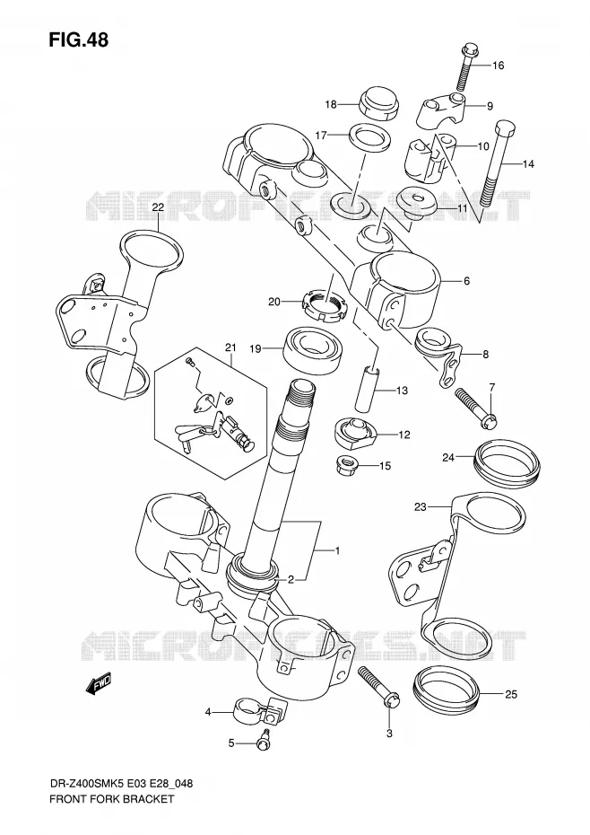 STEERING STEM (MODEL K5/K6) Suzuki MOTO 400 DR-Z 2007  DR-Z400SMK7(E3/E28)