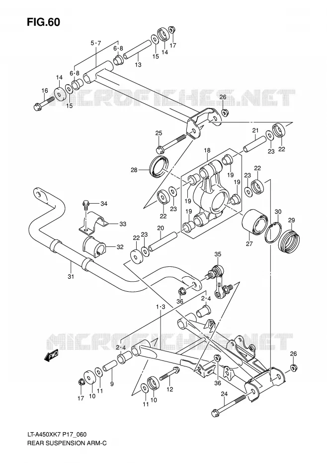 SWINGARM (MODEL K7) Suzuki QUAD 450 KINGQUAD 2008  LT-A450XK8(P17)