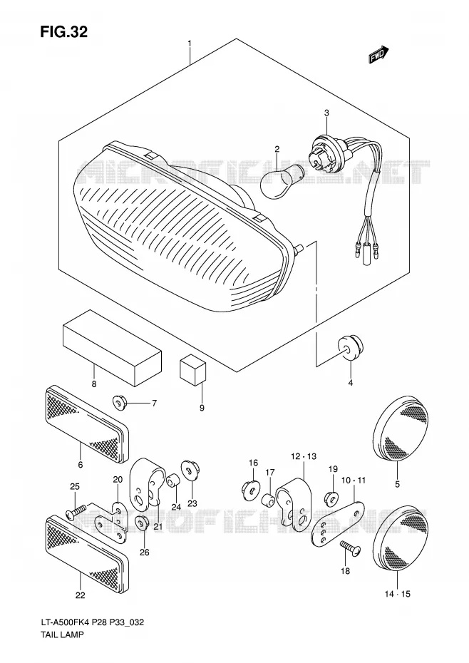TAIL LIGHT Suzuki QUAD 500 VINSON 2007  LT-A500FK7(P28/P33)