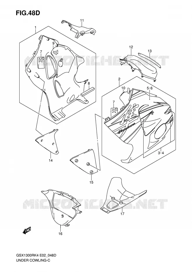 UNDER COWLING (MODEL K7 FOR CZZ) Suzuki MOTO 1300 HAYABUSA 2007  GSX1300RU2ZK7(E2)