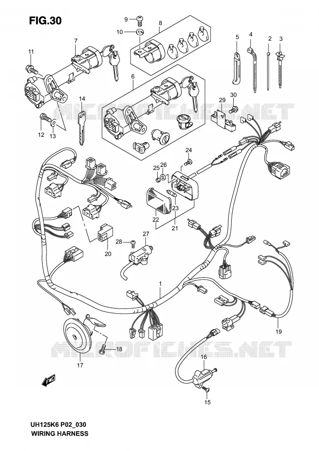 WIRING HARNESS (MODEL K2/K3) Suzuki SCOOTER 125 BURGMAN 2004  UH125K4(P2)