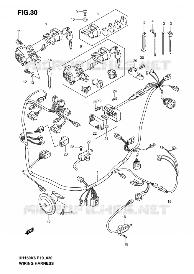 WIRING HARNESS (MODEL K2/K3) Suzuki SCOOTER 150 BURGMAN 2006  UH150K6(P19)