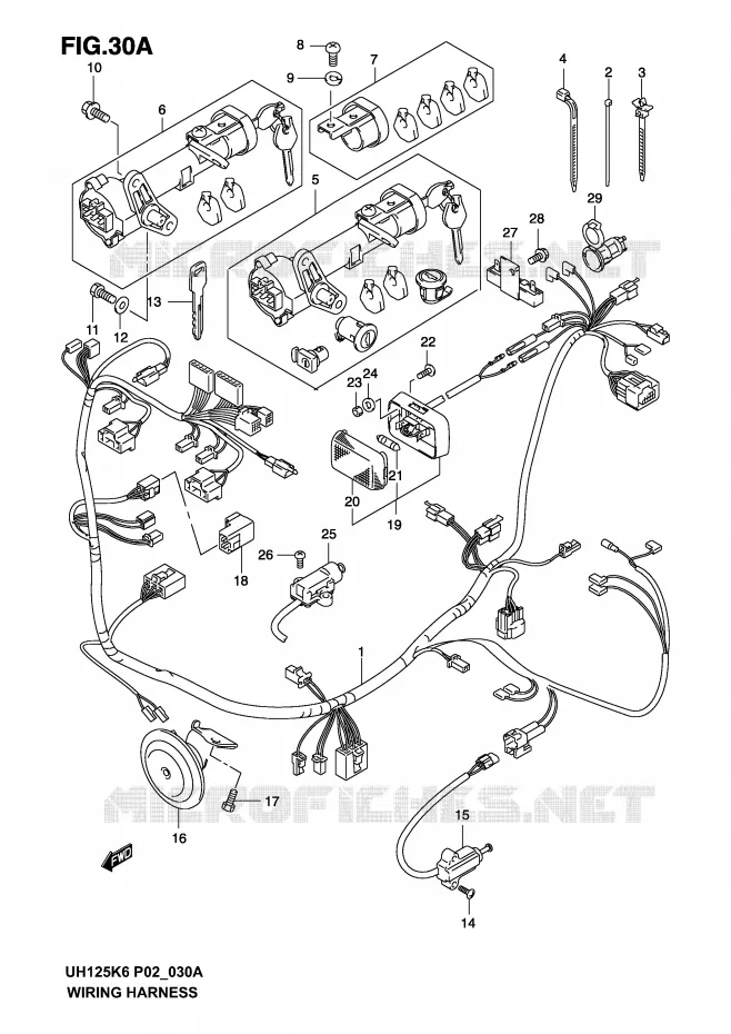 WIRING HARNESS (MODEL K4/K5/K6) Suzuki SCOOTER 125 BURGMAN 2006  UH125K6(P2)