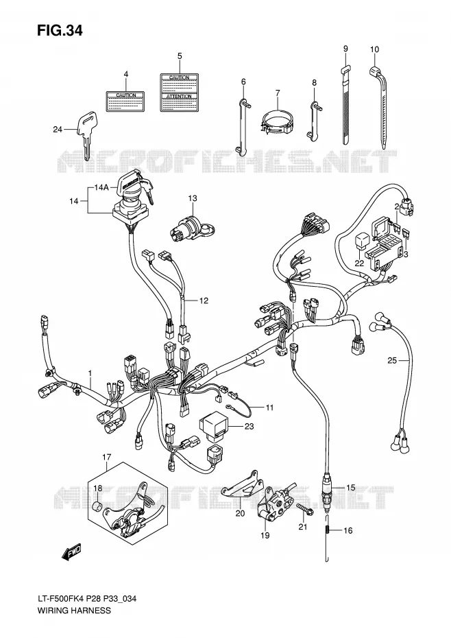 WIRING HARNESS (MODEL K4/K5) Suzuki QUAD 500 VINSON 2005  LT-F500FK5(P28/P33)