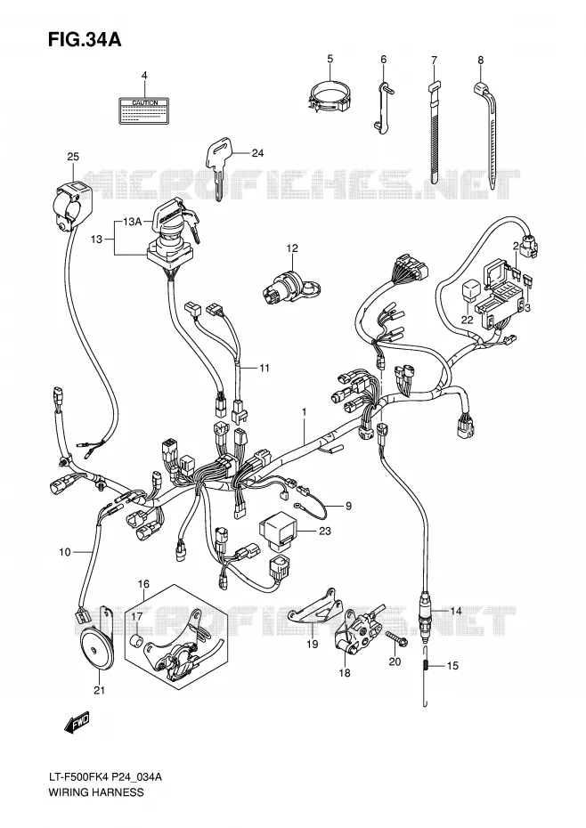 WIRING HARNESS (MODEL K6/K7) Suzuki QUAD 500 VINSON 2004  LT-F500FK4(P24)